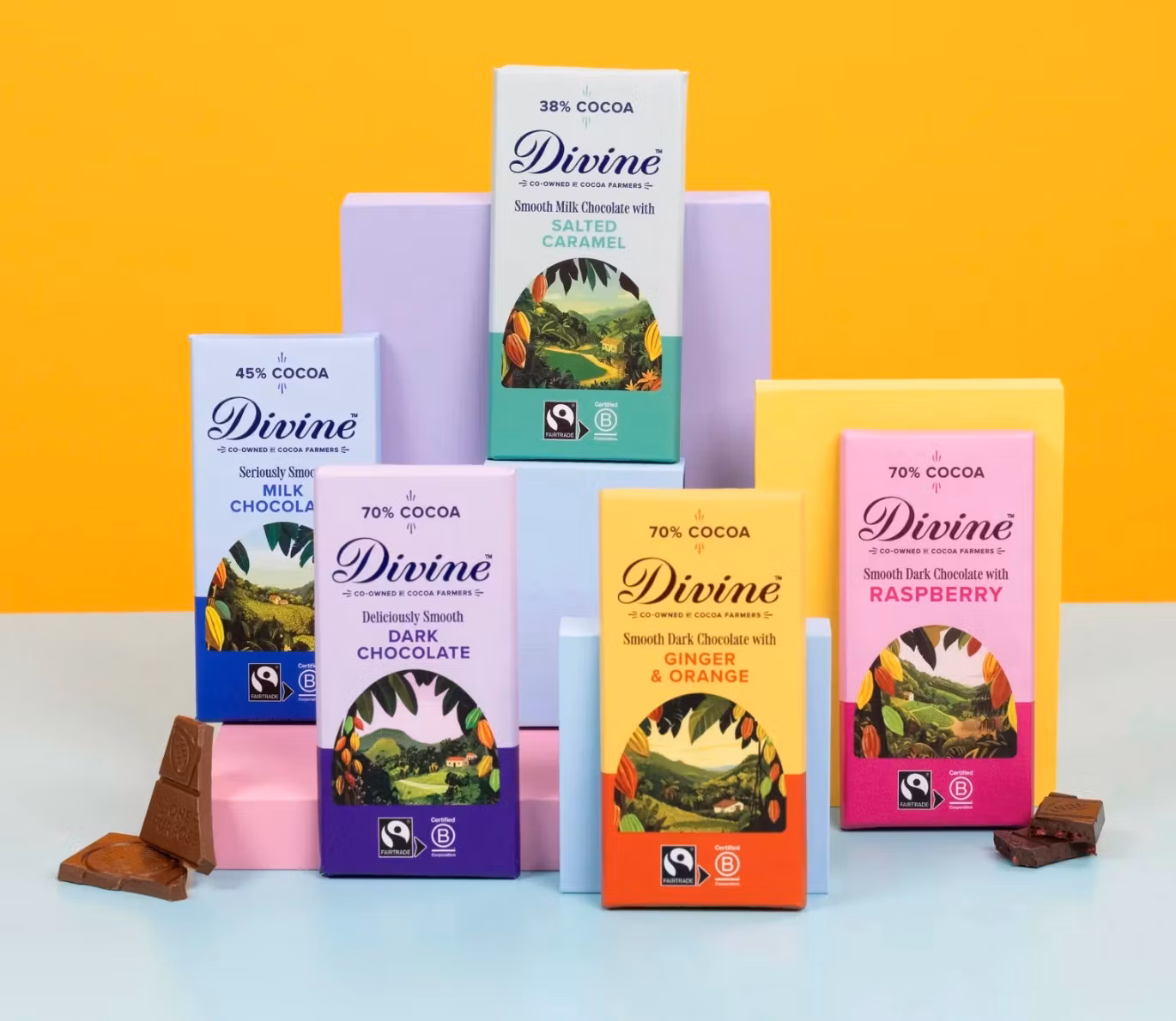 Divine dekorationsbild med 5 sorters chokladkakor.
