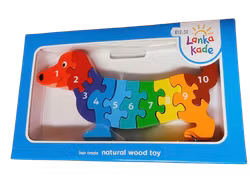 Räknepussel, Tax, hund, siffror 1-10, trä