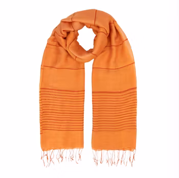 Sjal Ränder, orange, viskos/siden