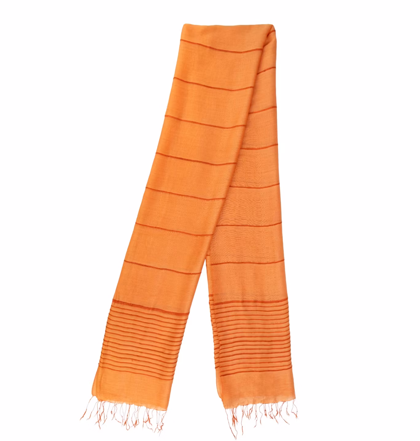 Sjal Linjer, orange med smala ränder, viskos/siden. Vietnam.