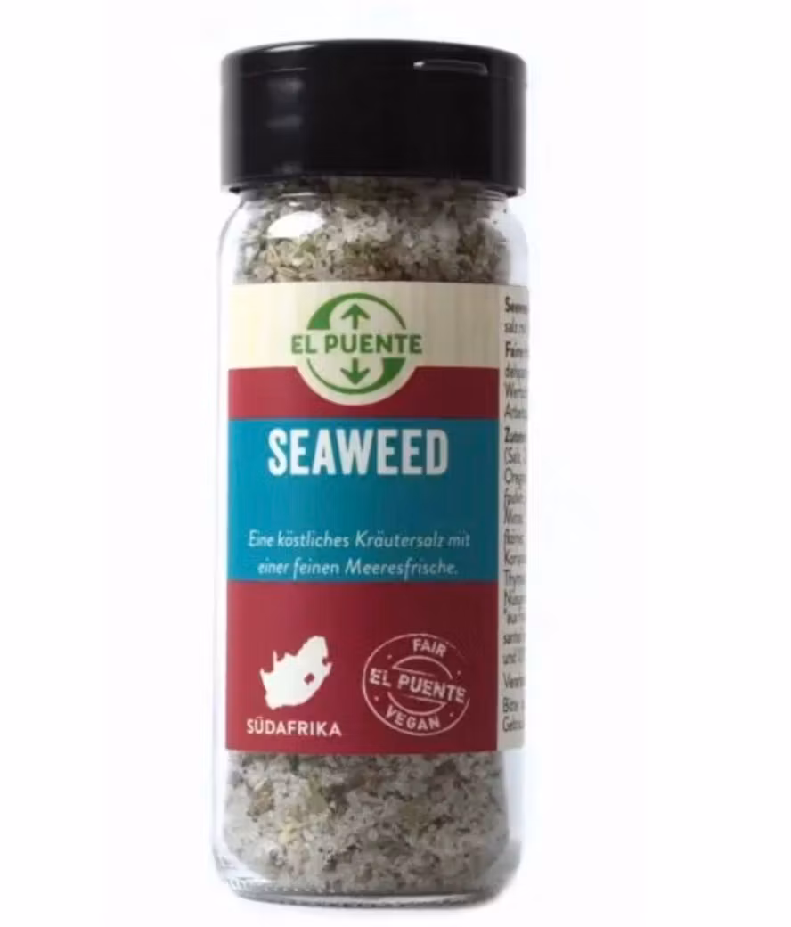 Havssalt Seaweed är en härligt smakrik bordskrydda med nori-alger och citronsalt. Fair Trade från Sydafrika.