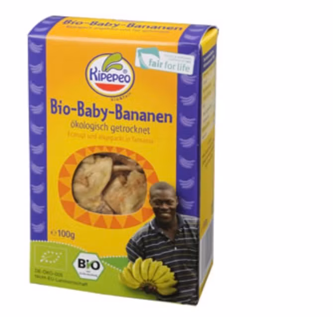 Torkad minibanan från Tanzania, ekologisk och Faitrade. Raw Food kvalitet.