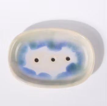 Tvålkopp, tvålfat Aqua, med avrinningshål, keramik