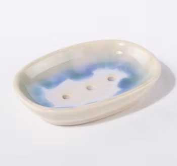 Tvålkopp, tvålfat Aqua, med avrinningshål, keramik