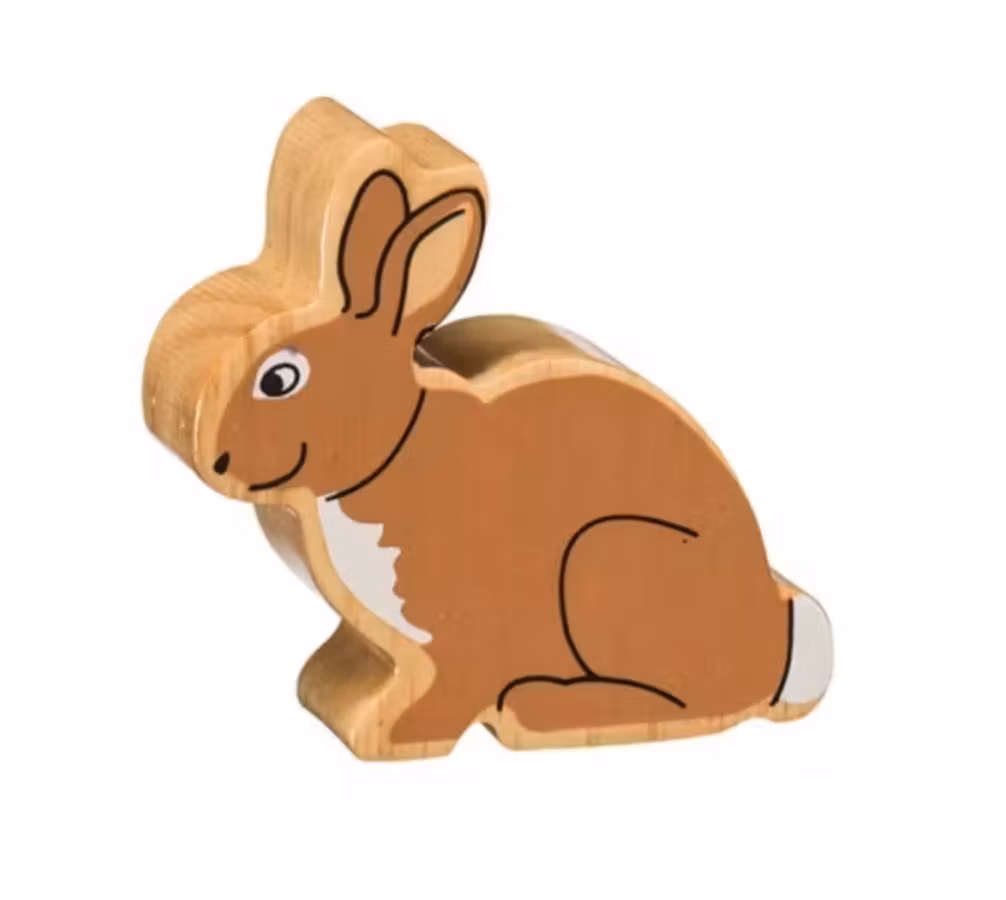 Träfigur Kanin från sångpåsen med skogsdjur. Till förskolan.