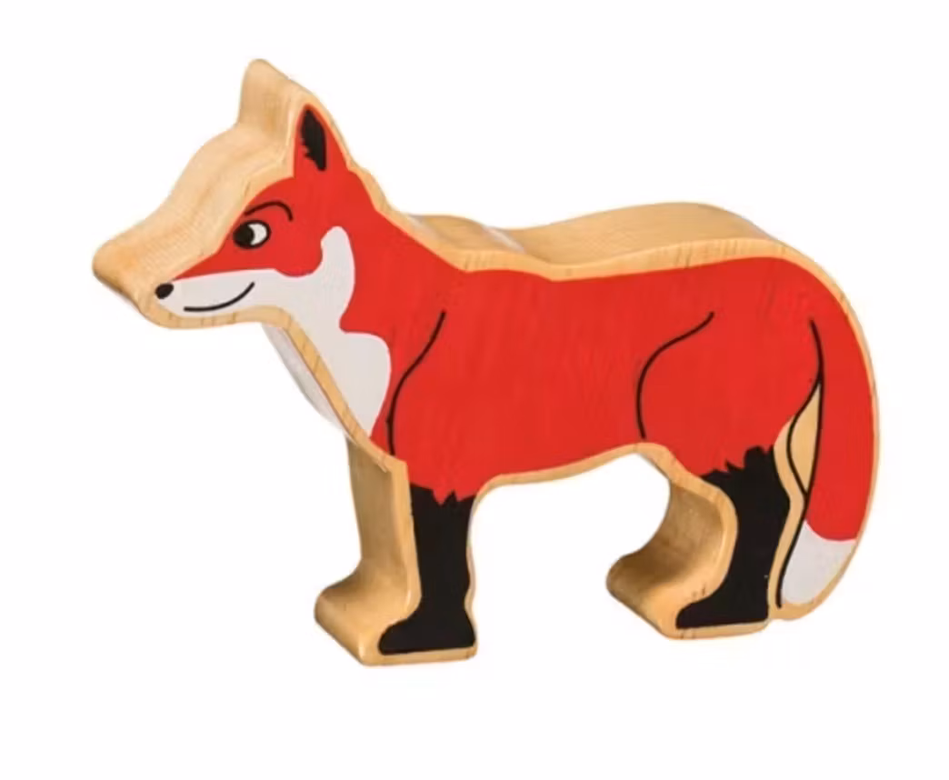 Träfiguren Räv från sångpåsen med Skogsdjur.