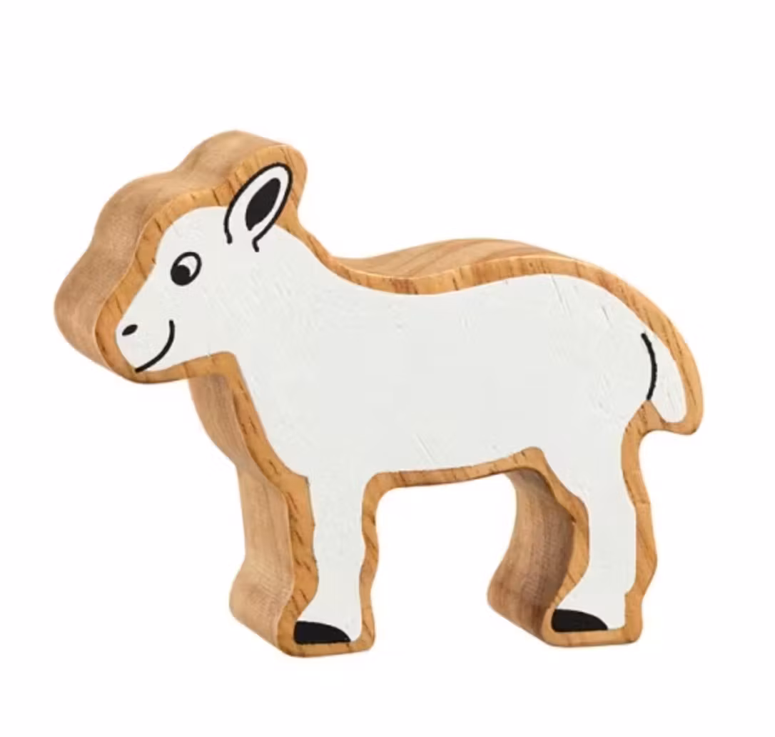 Träfigur Lamm till sångpåsen om bondgården.