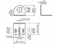 Monteringstillbehör till induktiv givare, vinklad
