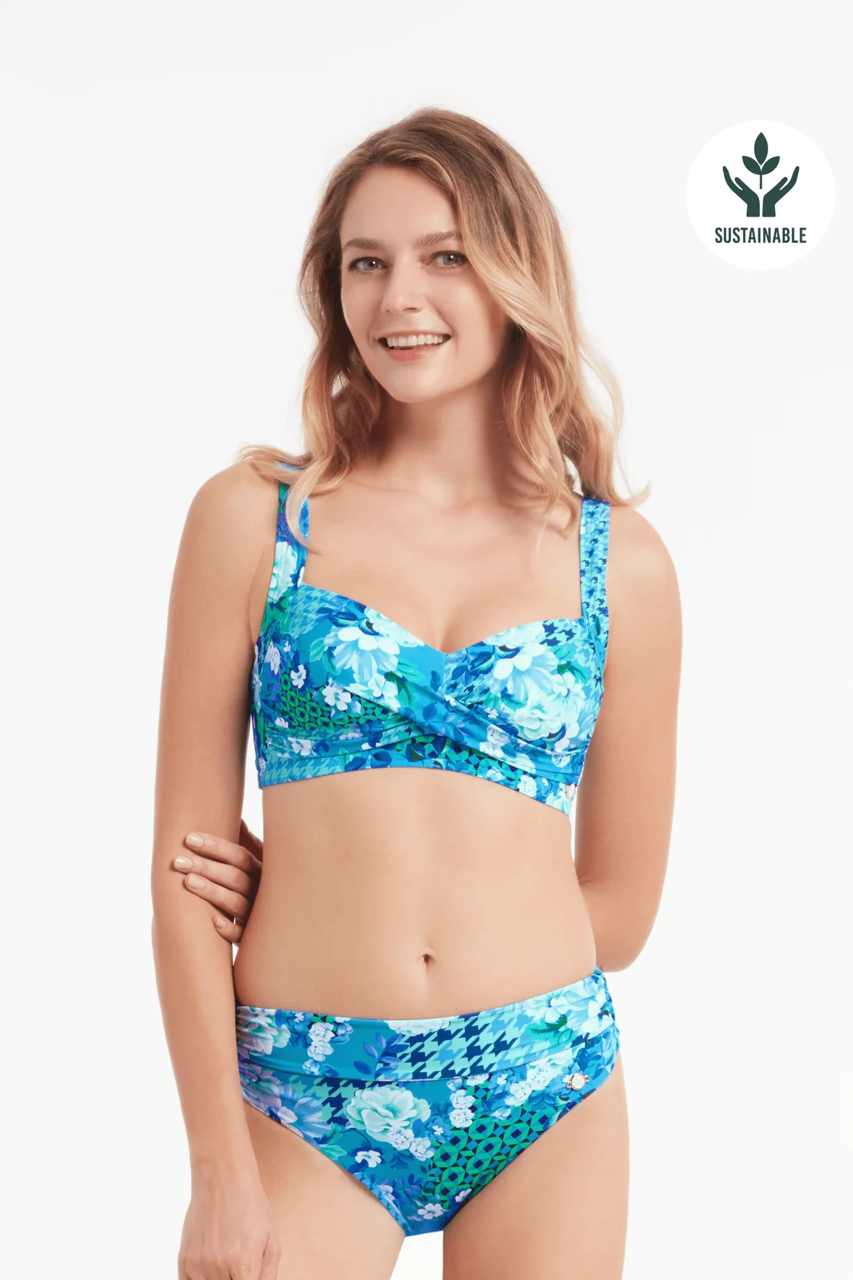 Bikinitopp turkosmönstrad