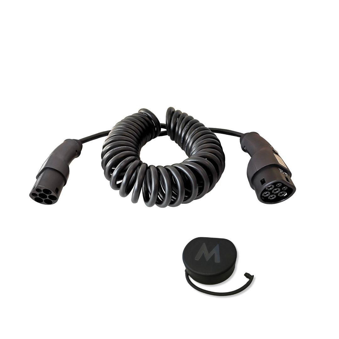 Laddkabel med Tesla knapp, 3-fas, 20A, 13,8kW, spiral