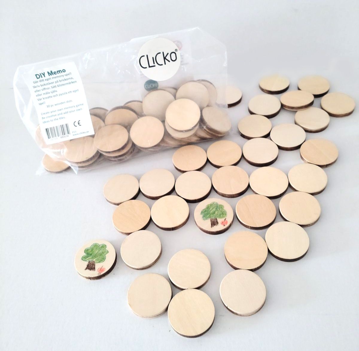 DIY memory-spel träbrickor för lek 30st