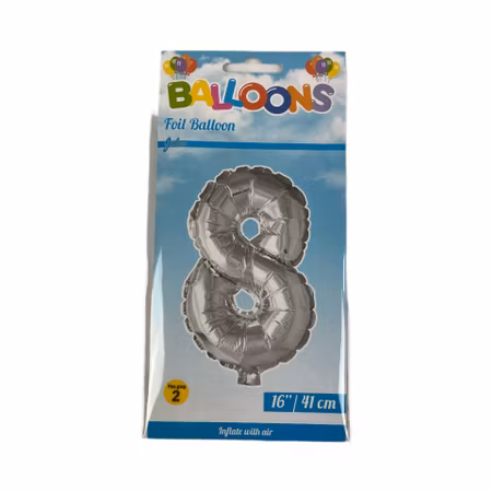 Sifferballong Nr 8 Silver - 41 cm