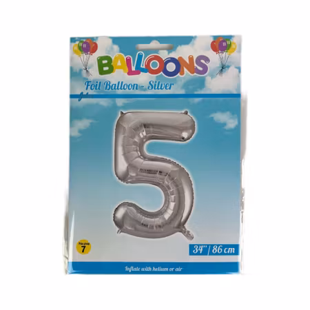 Sifferballong Nr 5 Silver - 86 cm