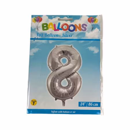 Sifferballong Nr 8 Silver - 86 cm