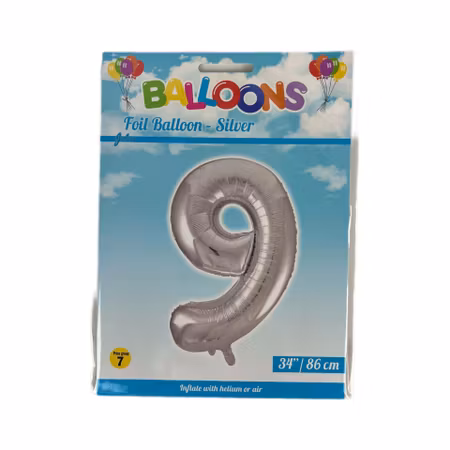 Sifferballong Nr 9 Silver - 86 cm