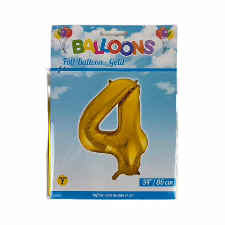 Sifferballong Nr 4 Guld - 86 cm