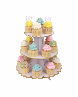 Cupcakeställ 3 våningar Vit