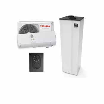 Kombinationspaket: Indol EH260FW4R2 + Toshiba Shorai Edge 25 + Zaptec Go 11 kW Komplett installation (inkl. elpaket och ventilationskanal) efter ROT-avdrag