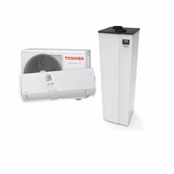 Kombinationspaket: Indol EH260FW4R2 + Toshiba Shorai Edge 25 (vit) Komplett installation (inkl. elpaket och ventilationskanal) efter ROT-avdrag