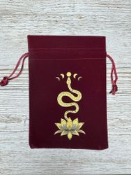 Tarotpåse orm/lotus (vinröd)