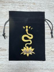 Tarotpåse  orm/lotus (svart)