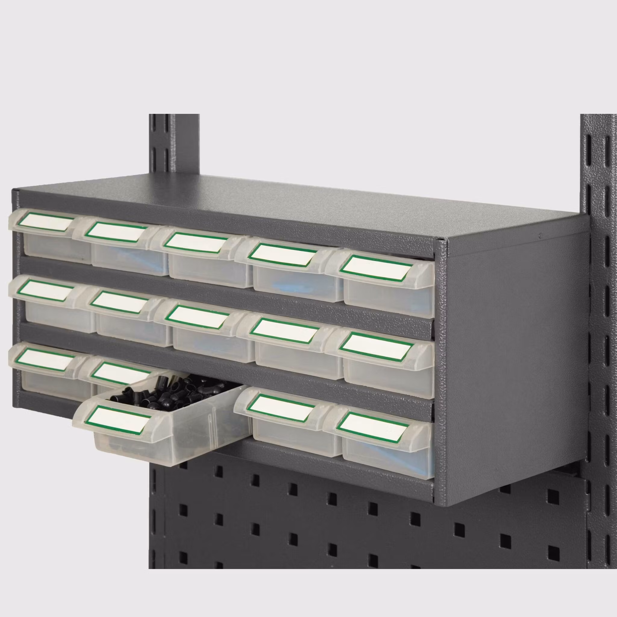 Oppbevaring av små deler for opphengsskinne