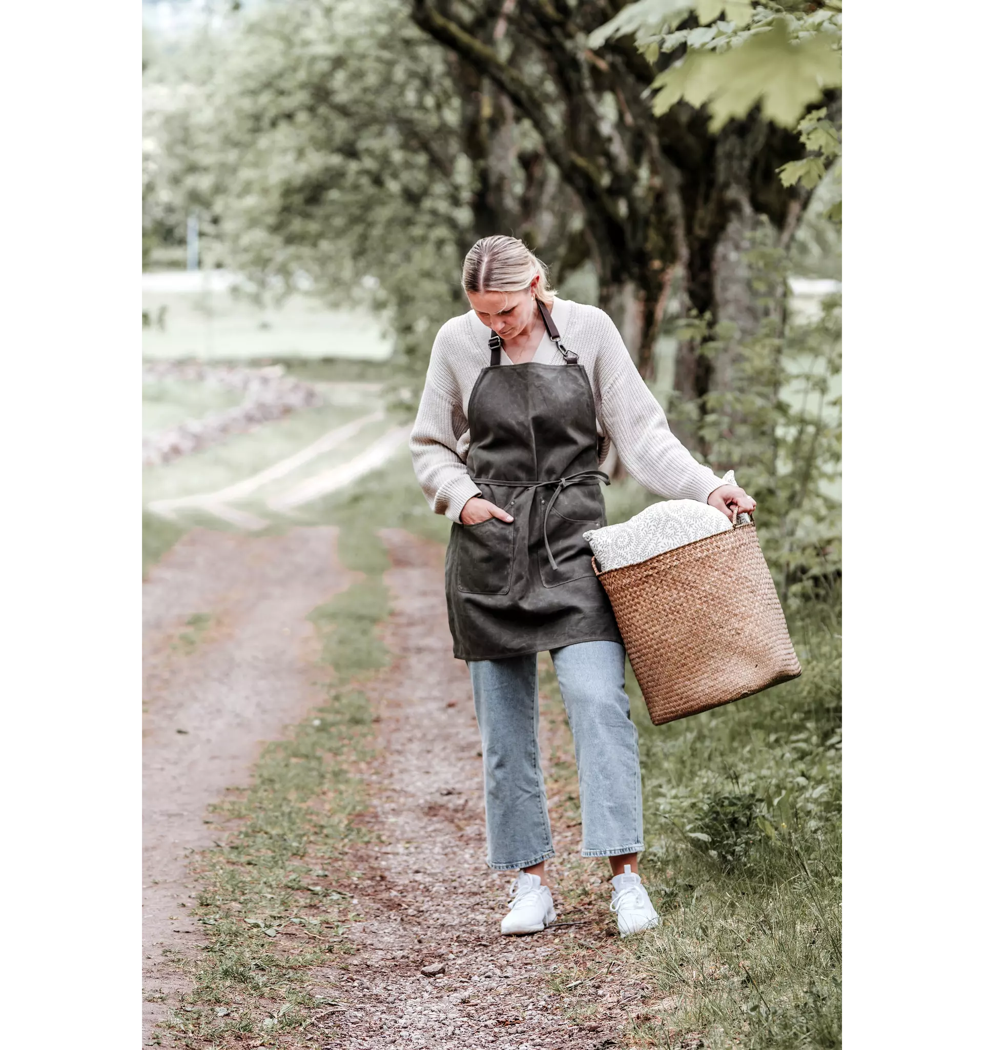 Förkläde Vaxad Canvas Oliv