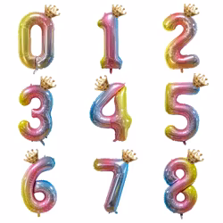 Sifferballonger med Krona Från 0 till 9