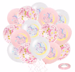 Unicorn ballonger 15st + roseguld snöre