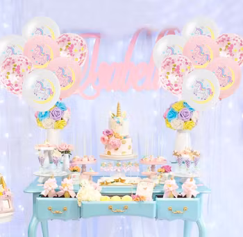 Unicorn ballonger 15st + roseguld snöre