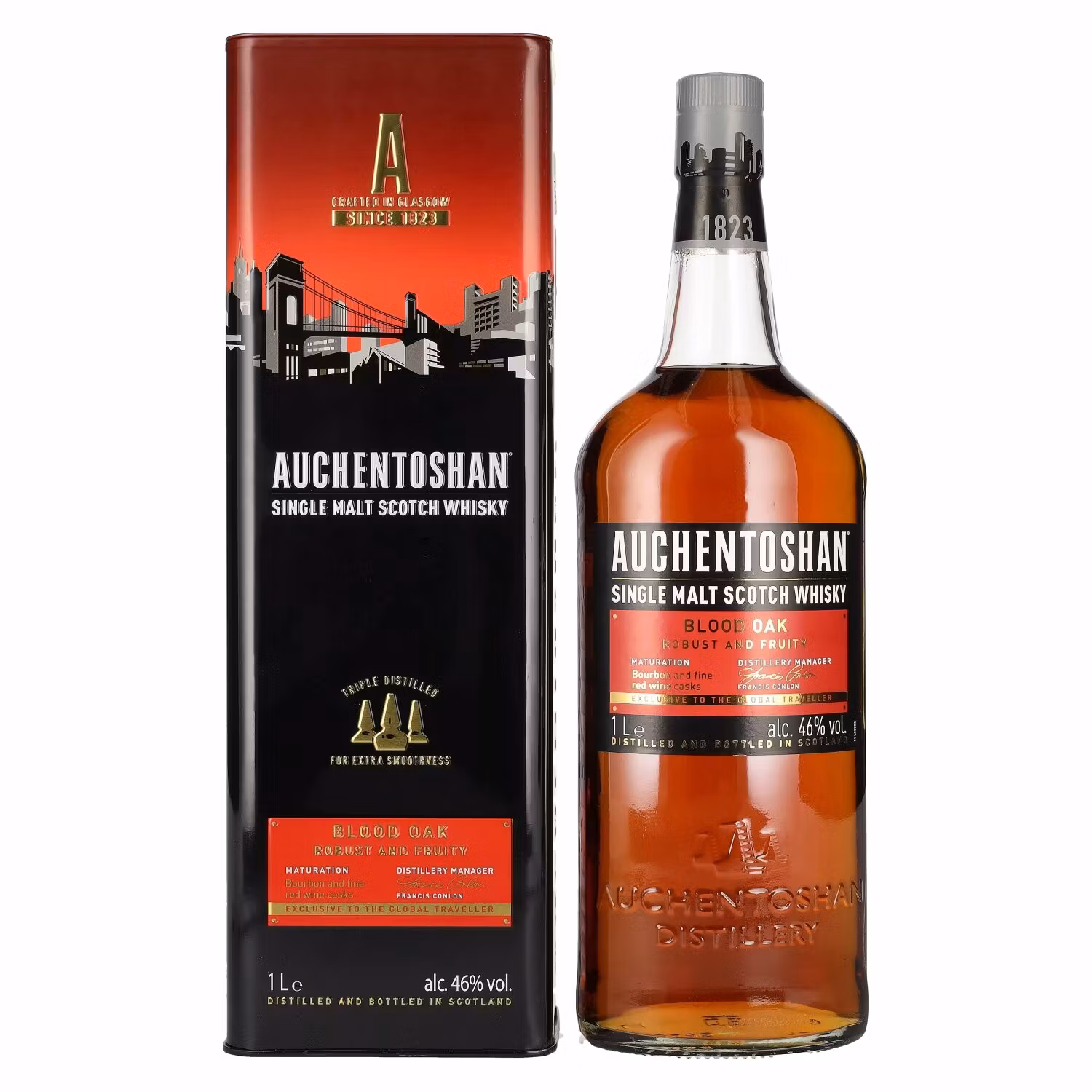 Auchentoshan BLOOD OAK Single Malt Scotch Whisky 46% Vol. 1l in Tinbox