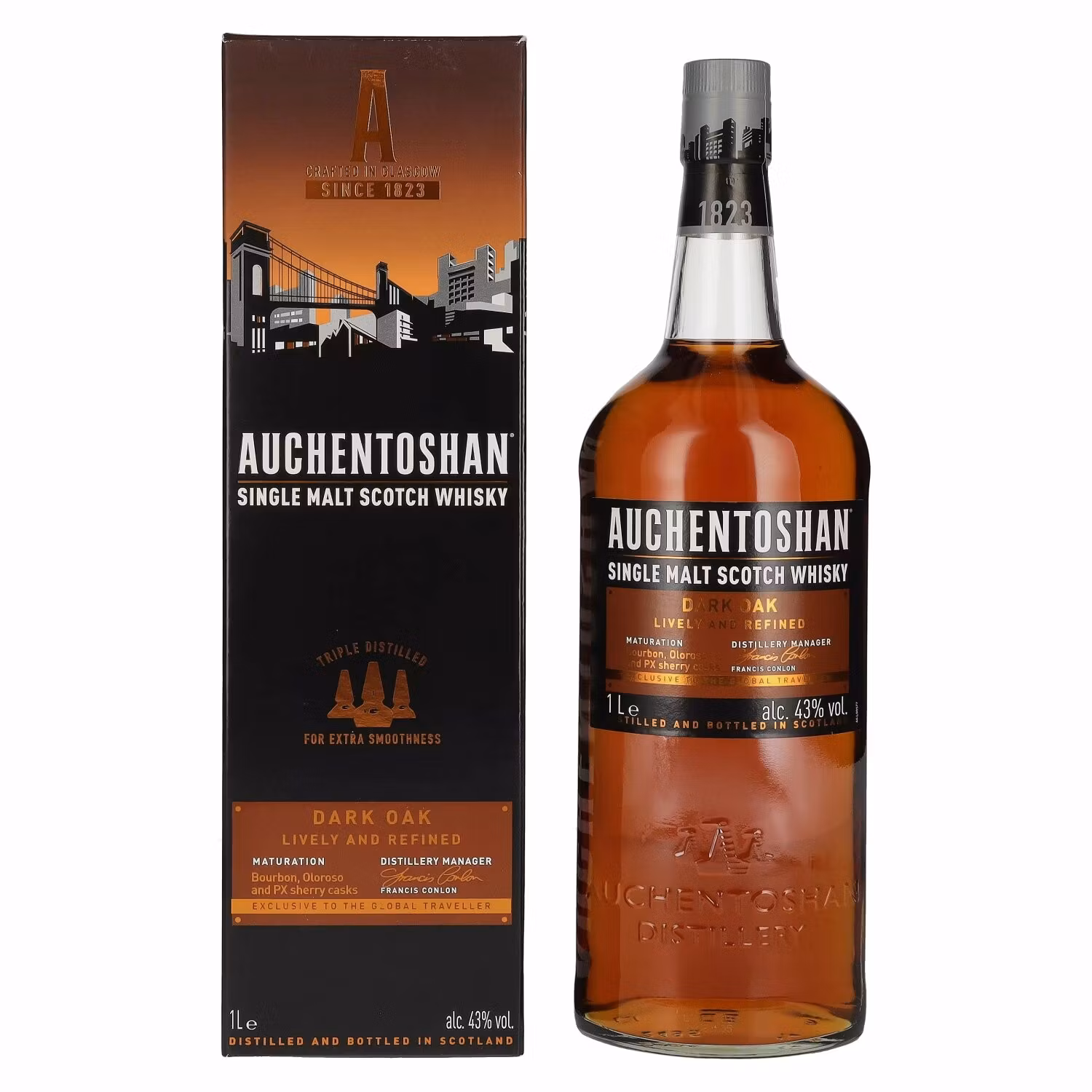 Auchentoshan DARK OAK Single Malt Scotch Whisky 43% Vol. 1l in Giftbox