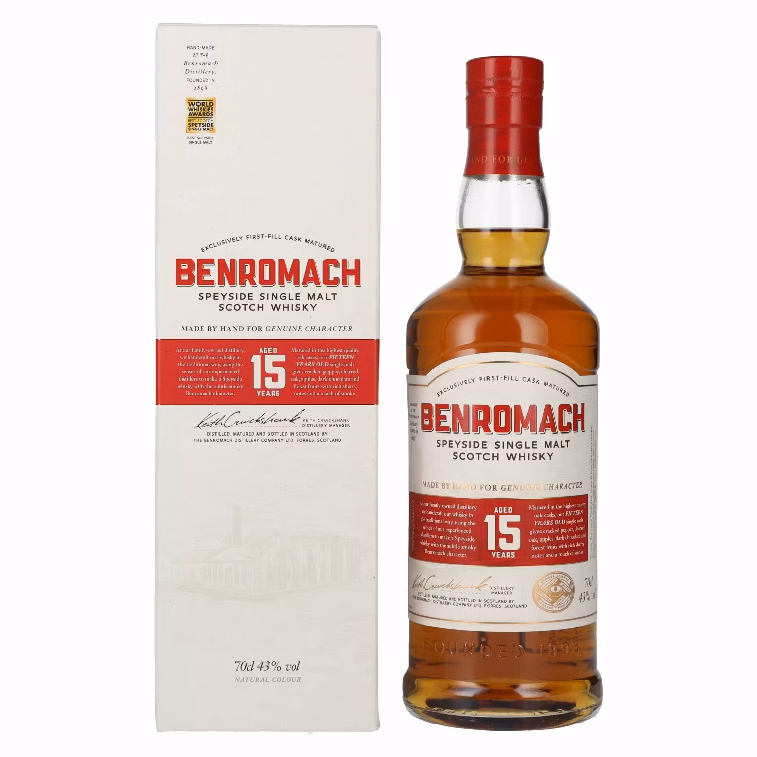 Benromach 15 Years Old Speyside Single Malt - New Design 43% Vol. 0,7l in Giftbox