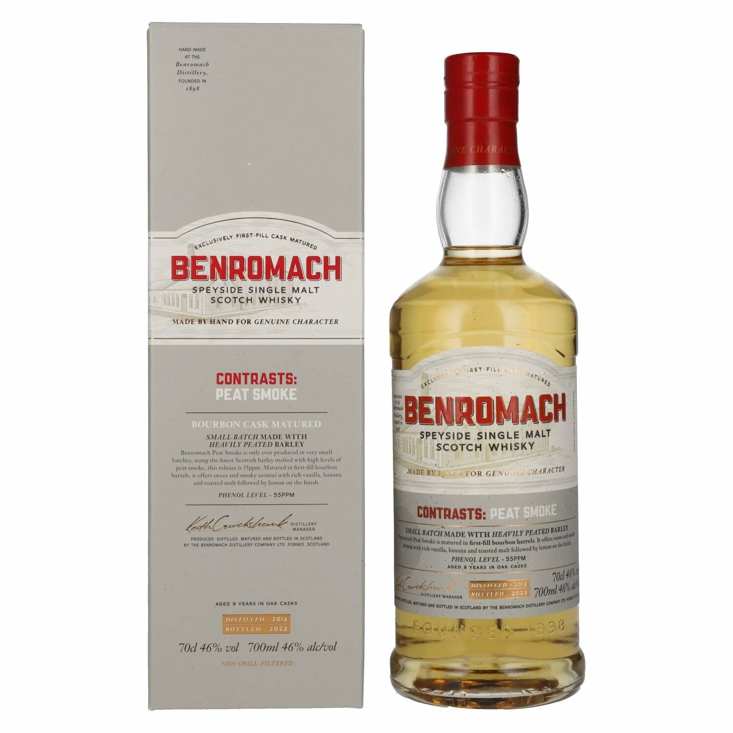 Benromach PEAT SMOKE Speyside Single Malt 2012 46% Vol. 0,7l in Giftbox