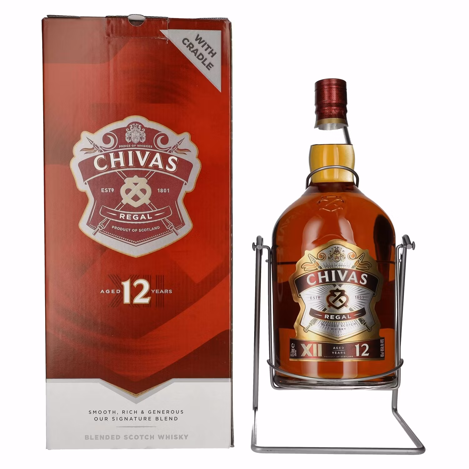 Chivas Regal 12 Years Old Blended Scotch Whisky 40% Vol. 4,5l in Giftbox im Schwenkständer with pourer