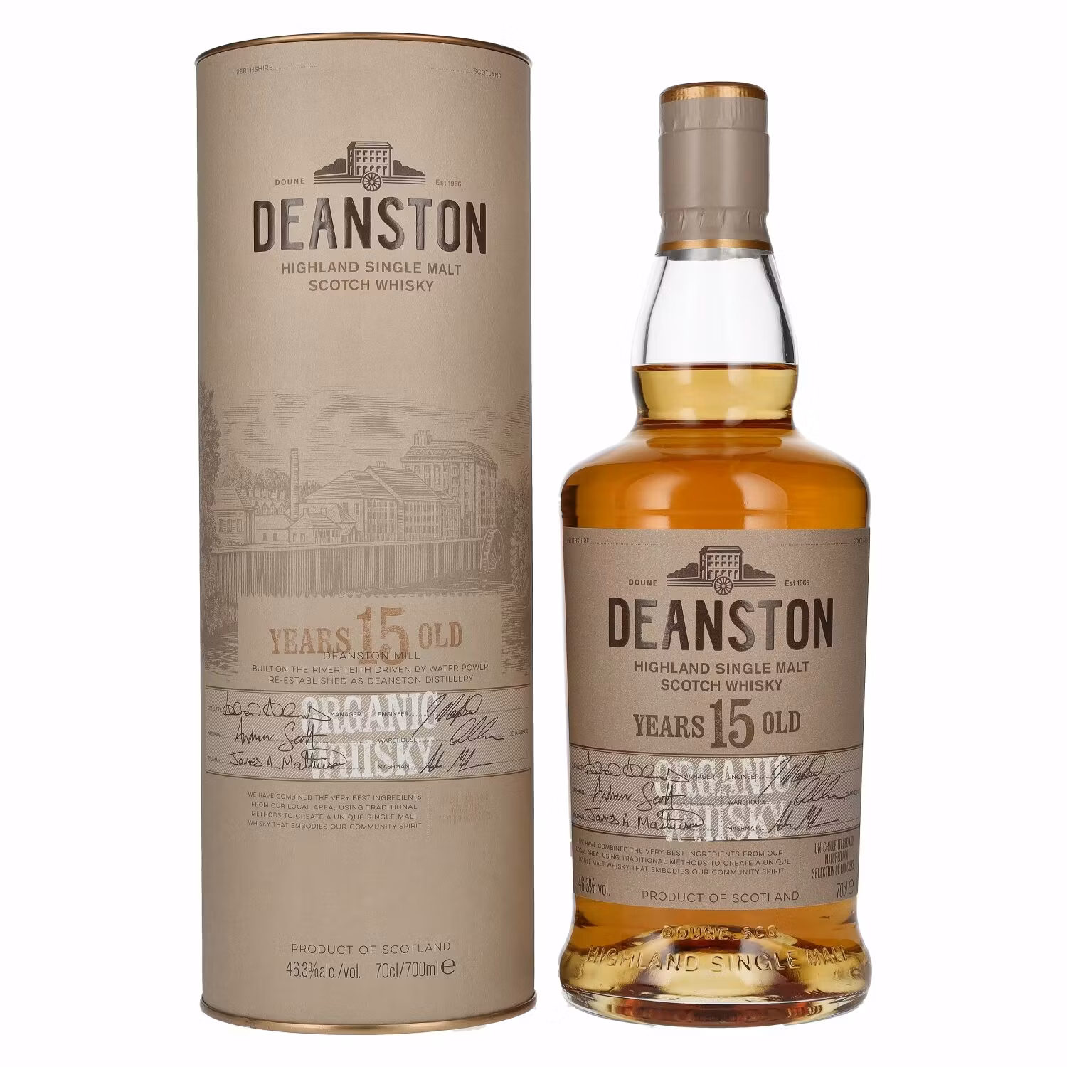 Deanston 15 Years Old ORGANIC Highland Single Malt 46,3% Vol. 0,7l in Giftbox