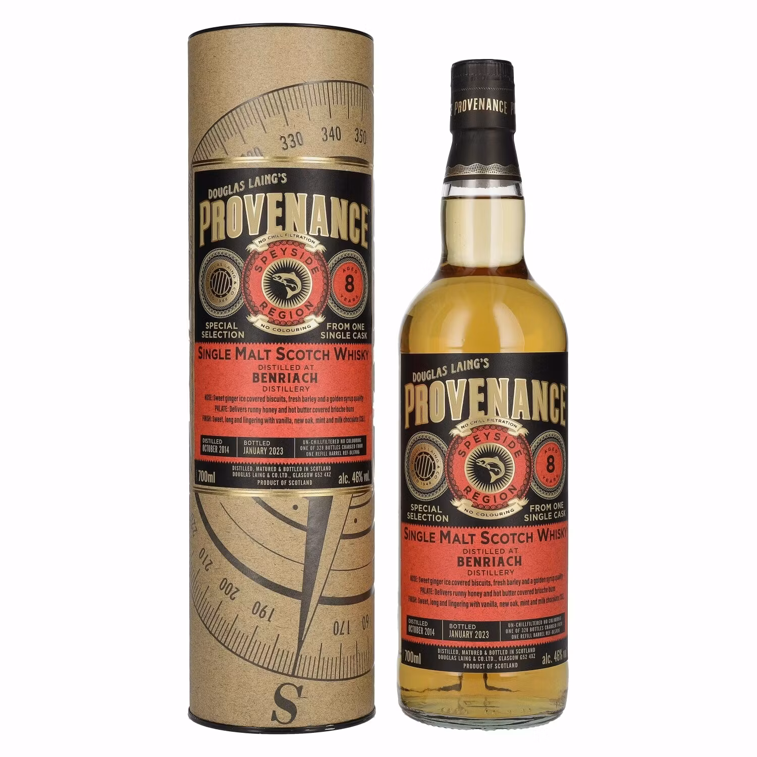 Douglas Laing PROVENANCE Benriach 8 Years Old Single Cask Malt 2014 46% Vol. 0,7l in Giftbox