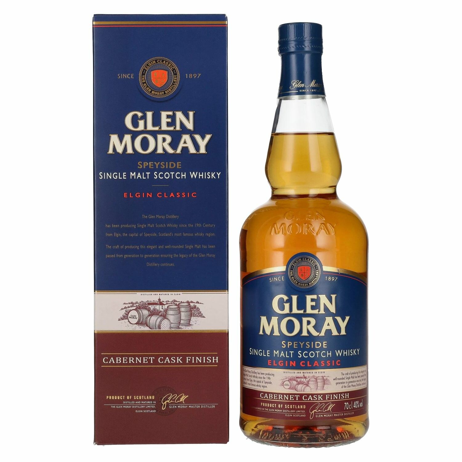 Glen Moray Elgin Classic Cabernet Cask Finish 40% Vol. 0,7l in Giftbox