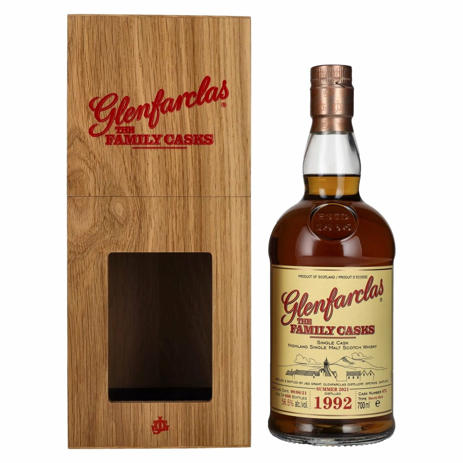 Glenfarclas THE FAMILY CASKS Single Cask SUMMER 2021 Sherry Butt 1992 56,5% Vol. 0,7l in Holzkiste