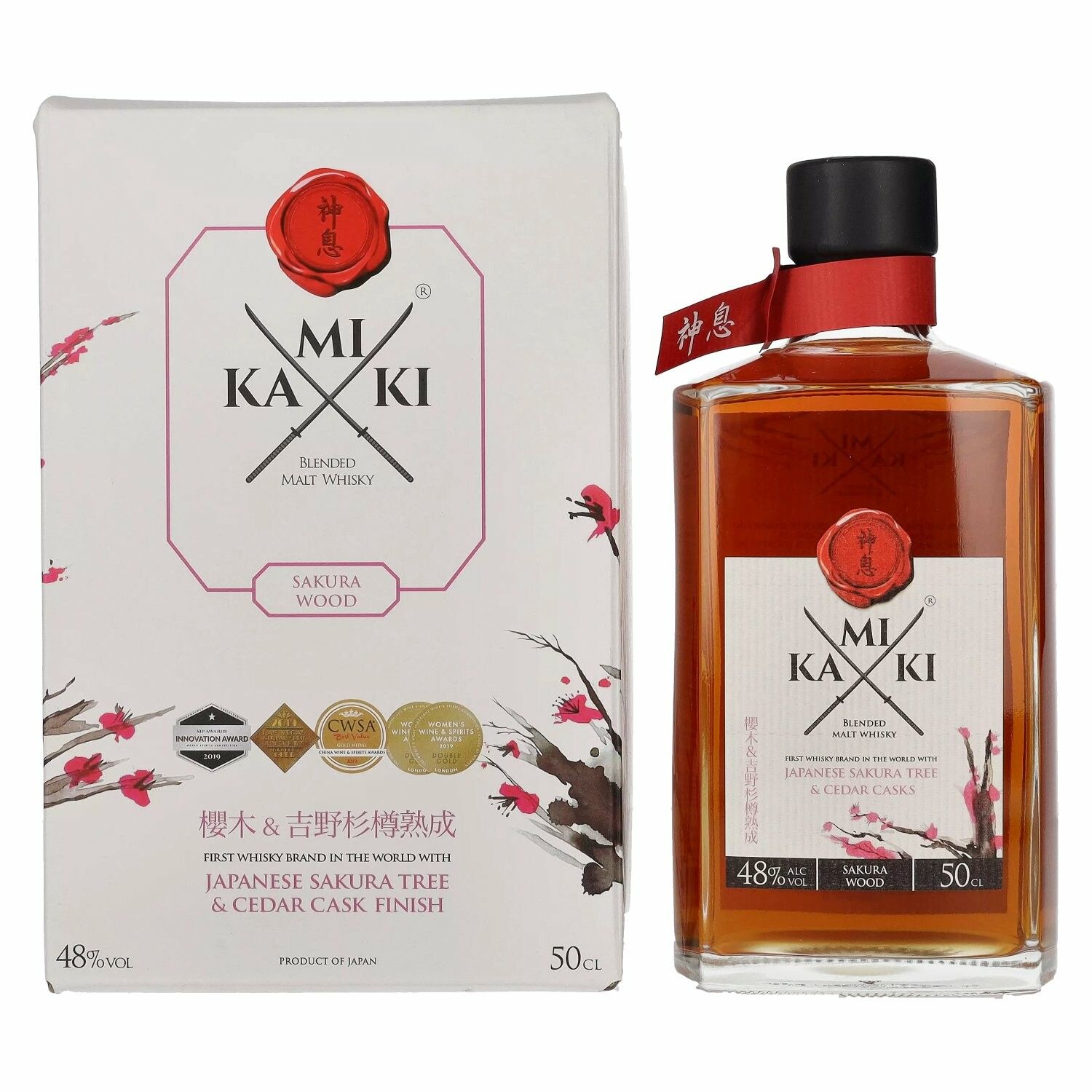 KAMIKI Blended Malt Whisky SAKURA & CEDAR Cask Finish 48% Vol. 0,5l in Giftbox