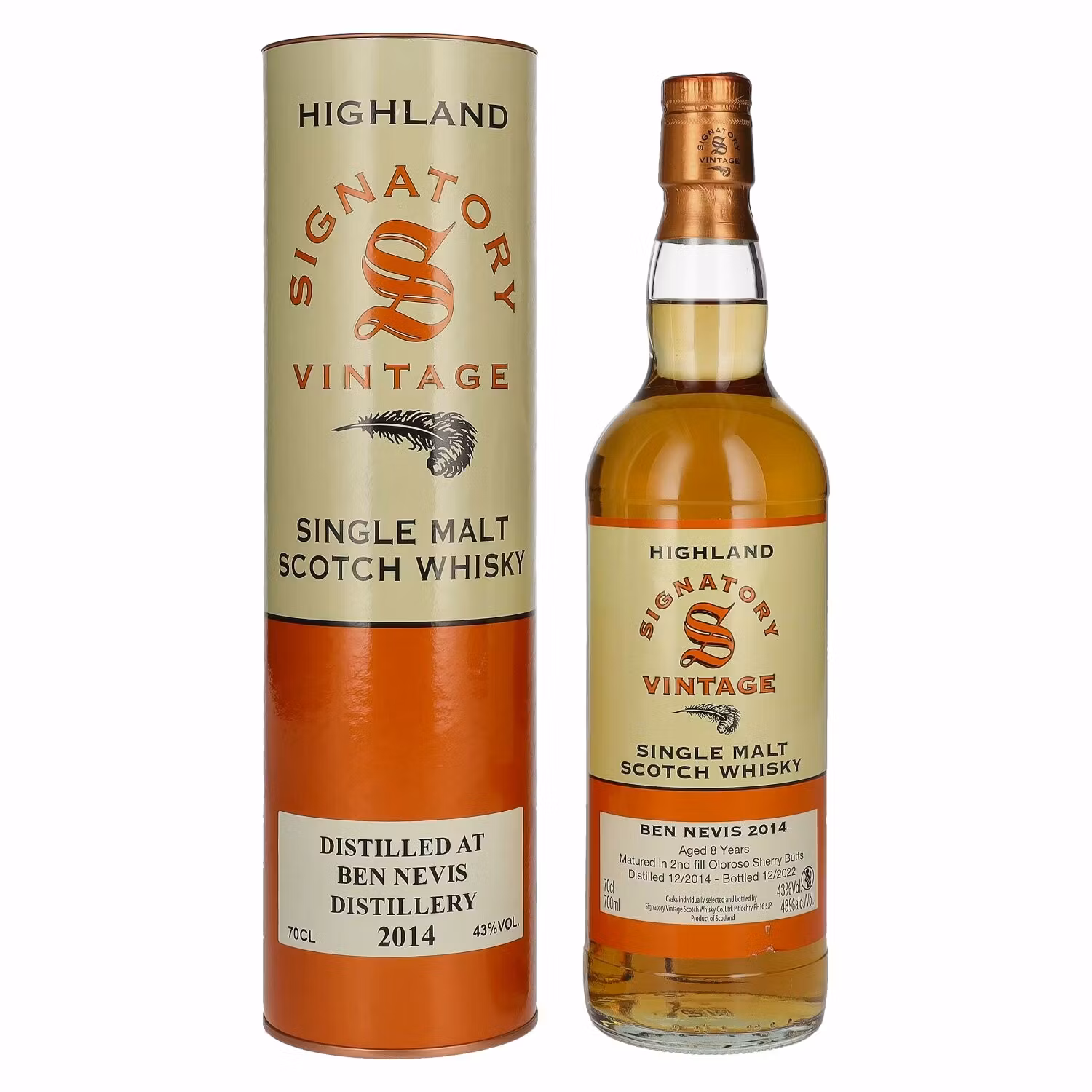Signatory Vintage BEN NEVIS 8 Years Old Highland Single Malt Scotch Whisky 2014 43% Vol. 0,7l in Giftbox