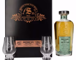 Signatory Vintage MOSSTOWIE 45 Years Old 30th ANNIVERSARY 1973 51,6% Vol. 0,7l in Holzkiste with 2 glasses