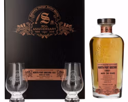 Signatory Vintage NORTH PORT BRECHIN 36 Years Old 30th ANNIVERSARY 1981 57,2% Vol. 0,7l in Holzkiste with 2 glasses