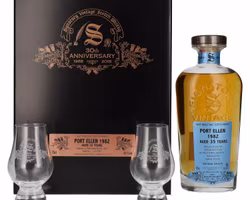 Signatory Vintage PORT ELLEN 35 Years Old 30th ANNIVERSARY 1982 55,1% Vol. 0,7l in Holzkiste with 2 glasses