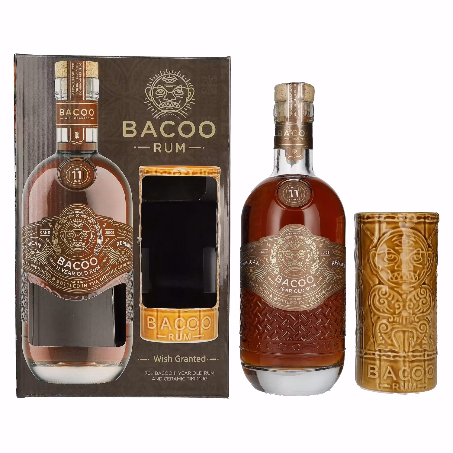 Bacoo 11 Years Old Rum 40% Vol. 0,7l in Giftbox with Tiki Mug