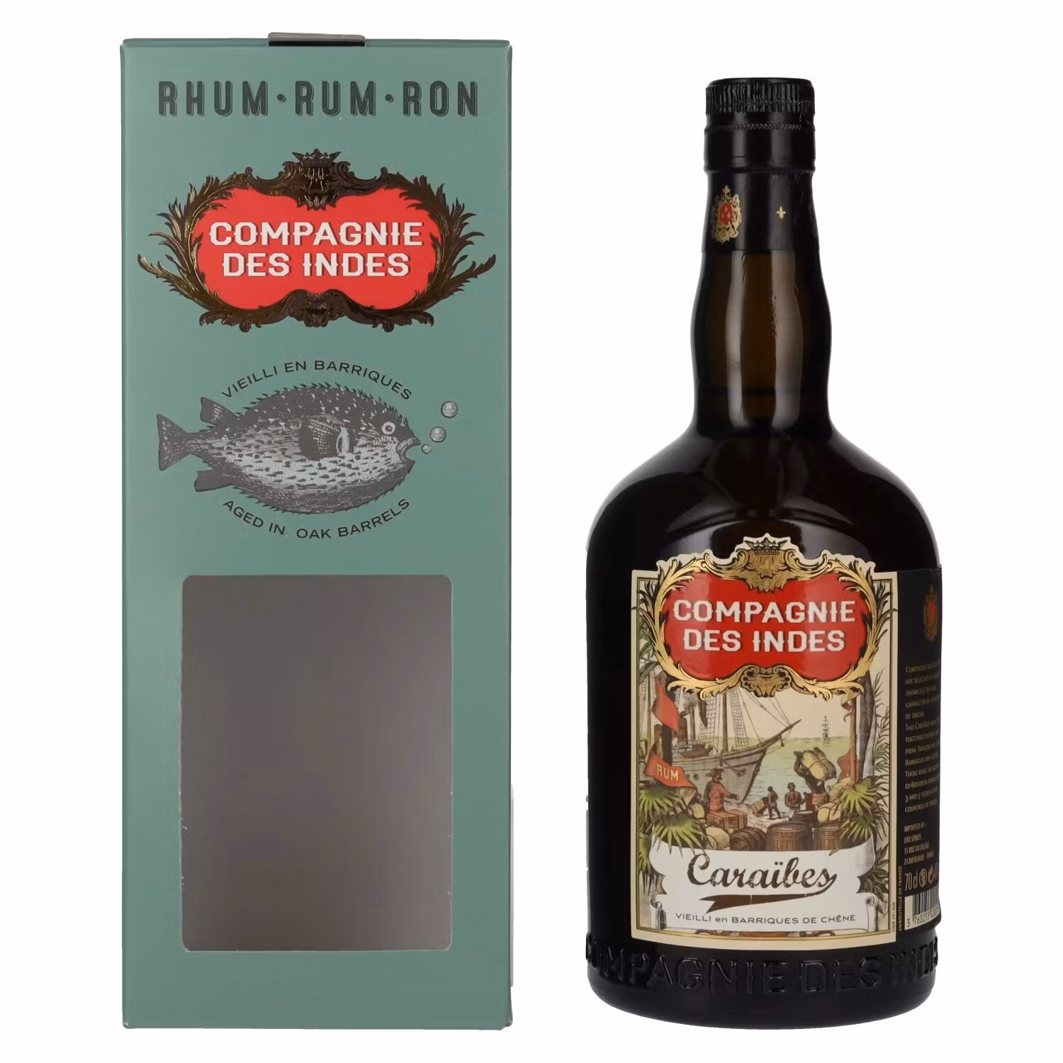 Compagnie des Indes Caraibes Rum 40% Vol. 0,7l in Giftbox