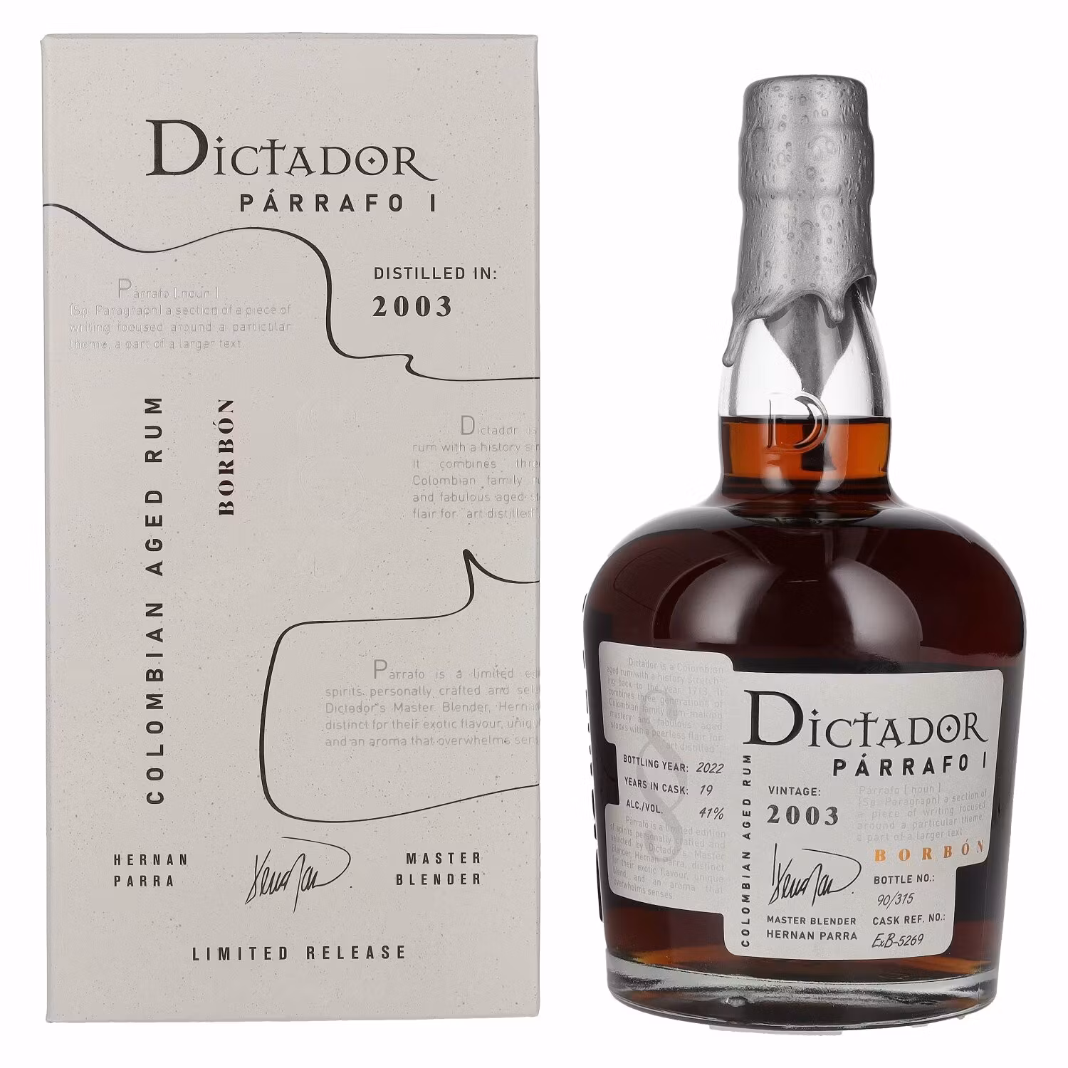 Dictador PÁRRAFO I 19 Years Old BORBÓN Vintage 2003 41% Vol. 0,7l in Giftbox