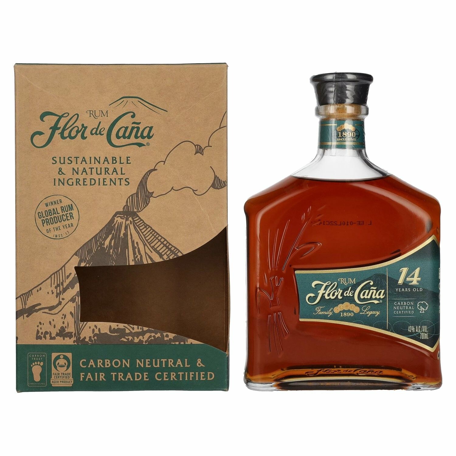 Flor de Caña 14 Years Old Rum 43% Vol. 0,7l in Giftbox