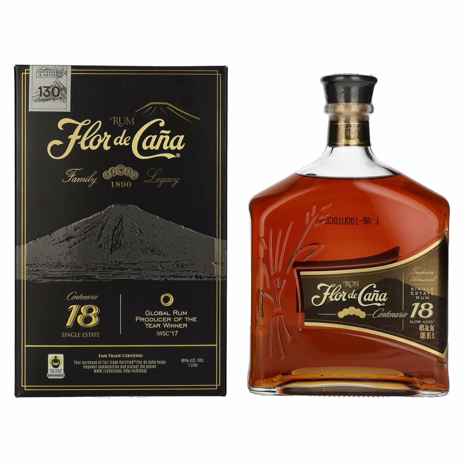 Flor de Caña Centenario 18 Years Old Slow Aged Single Estate Rum 40% Vol. 1l in Giftbox