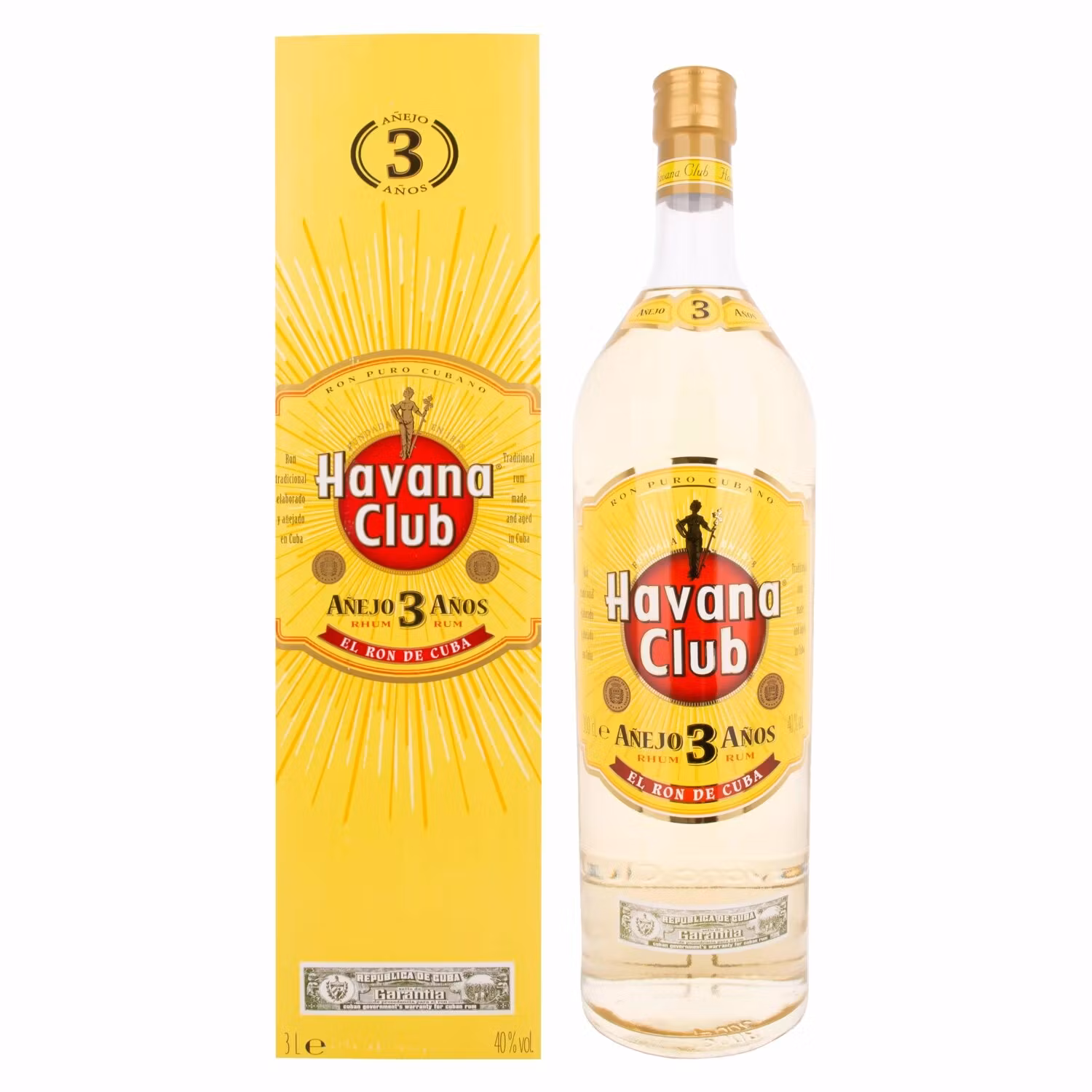Havana Club Añejo 3 Años Rum 40% Vol. 3l in Giftbox